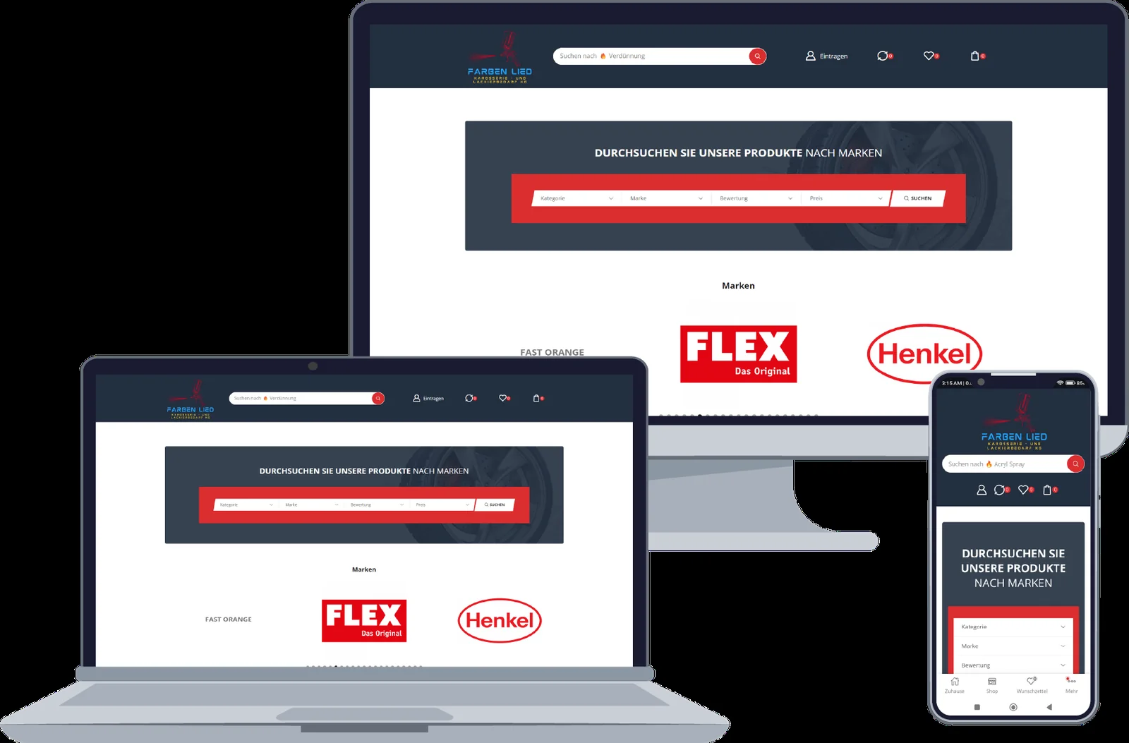 Projektansicht: Farben Lied Onlineshop